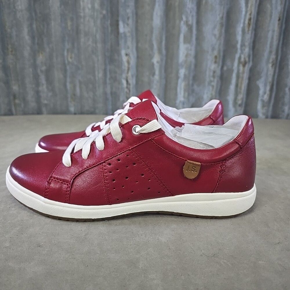Josef Seibel Caren 01 Red Leather Sneakers Casual Shoes Sz 38 US 7.5 NIB - Picture 4 of 10